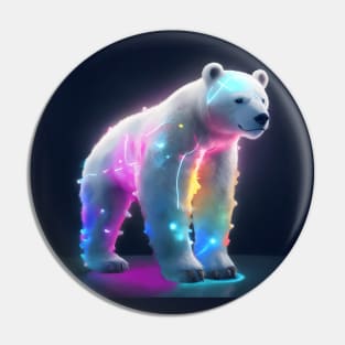 Colourful neon polar bear Pin