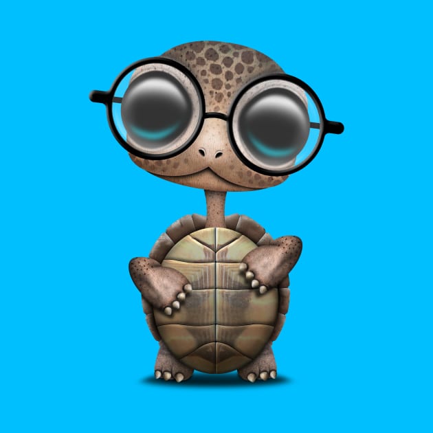 Cute Nerdy Turtle Wearing Glasses by jeffbartels