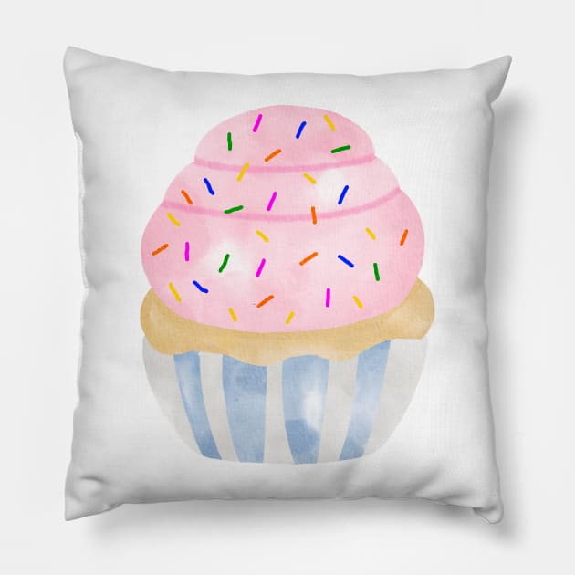 Watercolor cupcake Pillow by MutchiDesign
