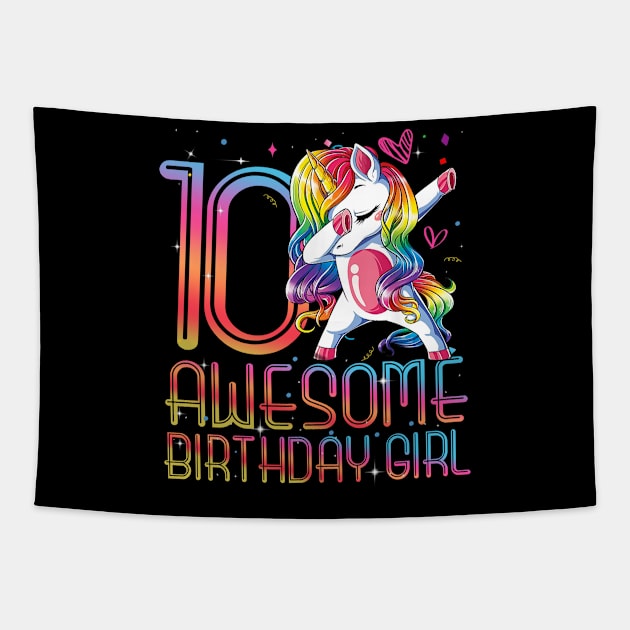 12th Birthday Girl 12 Years Old Awesome Unicorn Dabbing Bday Tapestry by The Design Catalyst