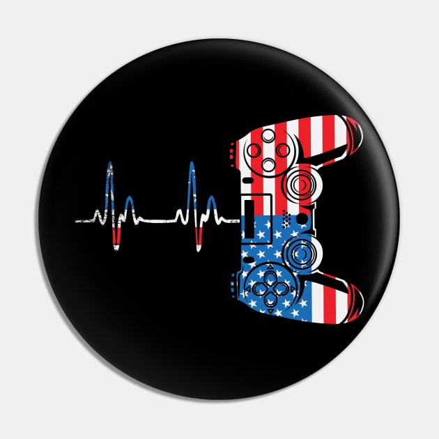 Gamer Heartbeat Video Game Lover 4th of july Pin by sevalyilmazardal