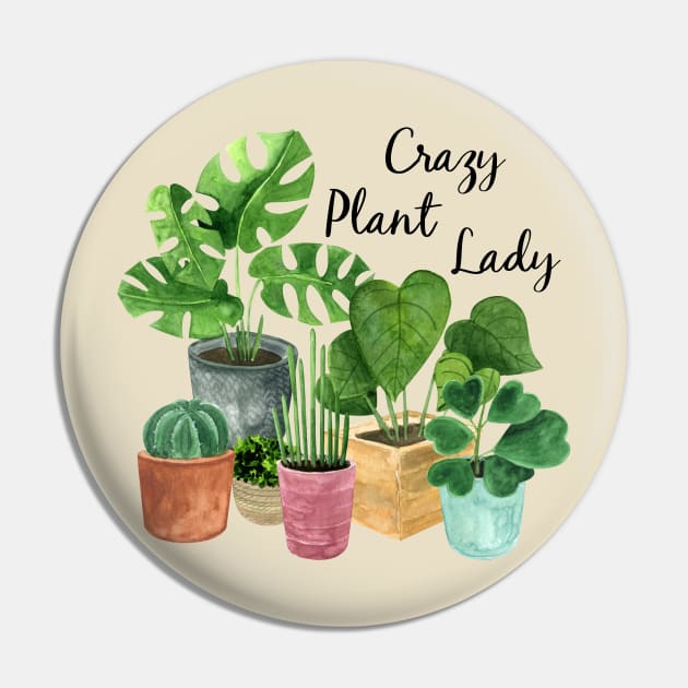 Crazy Plant Lady - Boho Houseplants Pin by Whimsical Frank