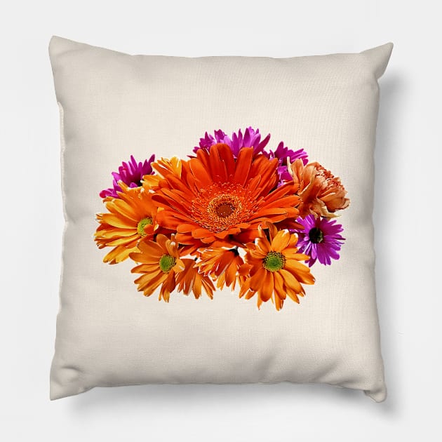 Daisies - Mixed Bouquet With Gerbera Daisy and Mums Pillow by SusanSavad