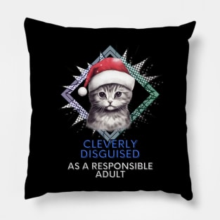 Funny Christmas Cat Sarcastic Pillow