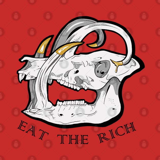 Eat The Rich Pig Skull by conflictedlizard