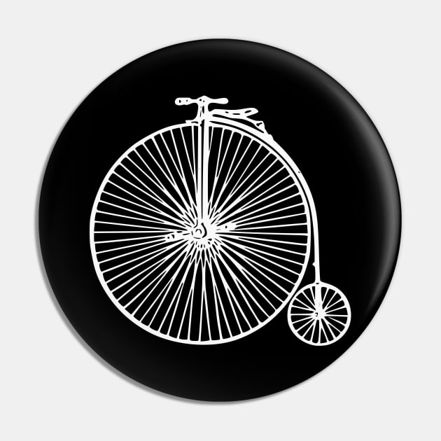 White Retro High Wheel Bicycle Pin by Vintage Boutique