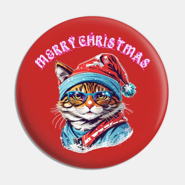 cute cat waring Christmas hat and sunglasses Pin by sukhendu.12