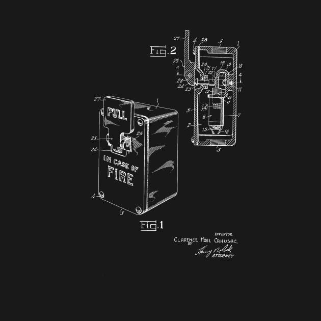 Fire Alarm breakable plate switch Vintage Patent Hand Drawing by TheYoungDesigns