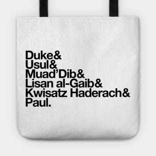 Paul Atreides Helvetica List (black text) Tote