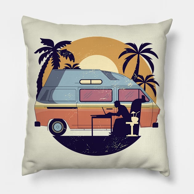 Camper Sunset Pillow by Urban_Vintage