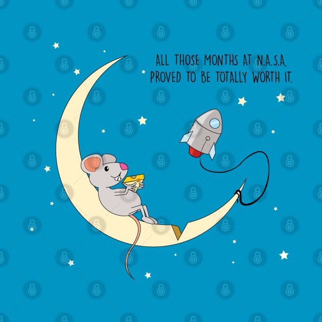 mouse flyes to the moon for cheese by Brash Ideas