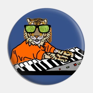Cool Tiger With Glasses Makes Music Pin