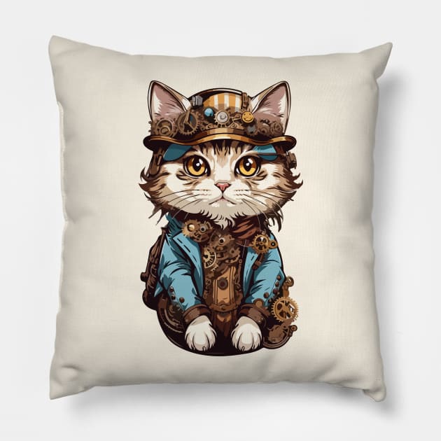 Steampunk, Cat venturer, Victorian Cat Pillow by CatCoconut-Art