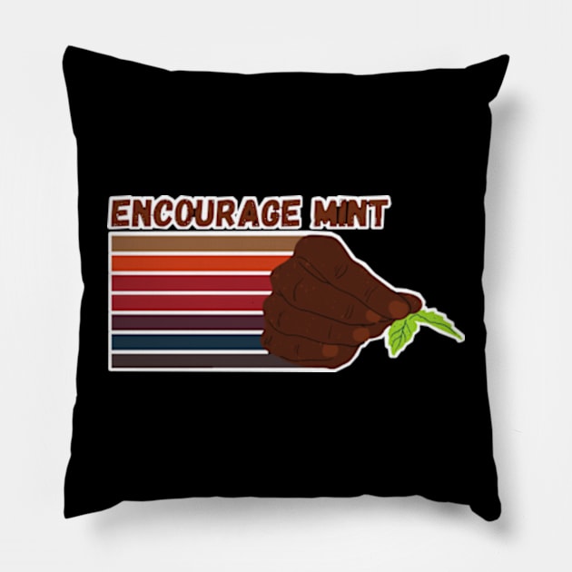 Encourage Mint sunset vintage style Pillow by AM95