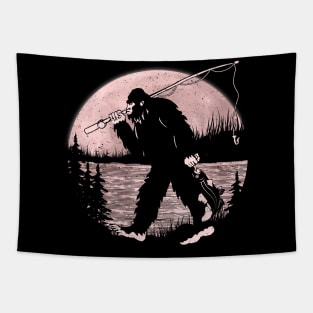 Bigfoot Fishing Tapestry