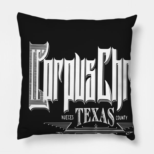 Vintage Corpus Christi, TX Pillow by DonDota