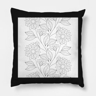 Non Colored Pattern with Floral Motifs Pillow