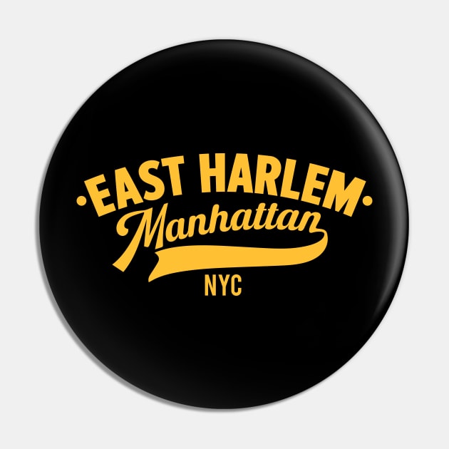 East Harlem Manhattan Minimal Typo Art - T-Shirt & Apparel Design Pin by Boogosh