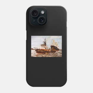 SUN TUG IRONSIDE SWINGING A SHIP TO ENTER WEST INDIA DOCK Phone Case