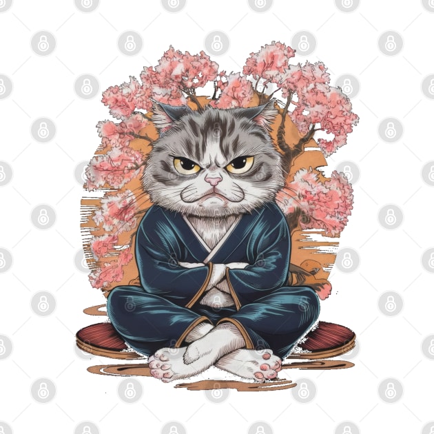 Sullen Cat Japanese Art Print by SimpliPrinter