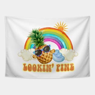 Looking Pine - Funny Pineapple pun Tapestry