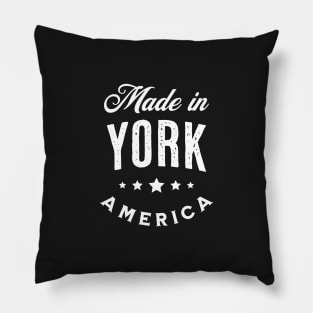 Made In York, USA - Vintage Logo Text Design Pillow