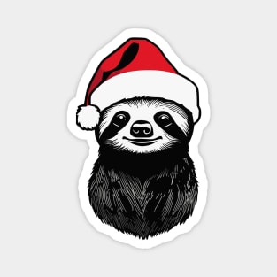 Christmas Sloth with Santa Hat Magnet