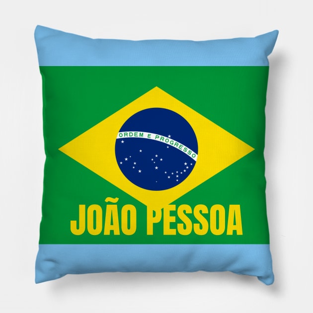 João Pessoa City in Brazilian Flag Pillow by aybe7elf