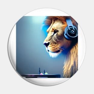 A Lion Dj Wearing A Pair Of Headphones Pin