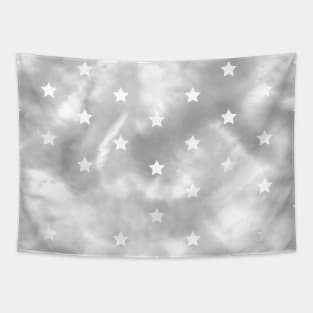 Gray Tie-Dye and Stars Tapestry