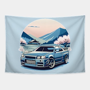 Blue Skyline R34 GTR Tapestry