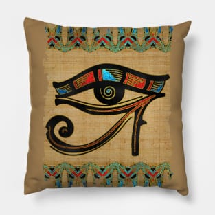 Egyptian Eye of Horus Ornament on papyrus Pillow