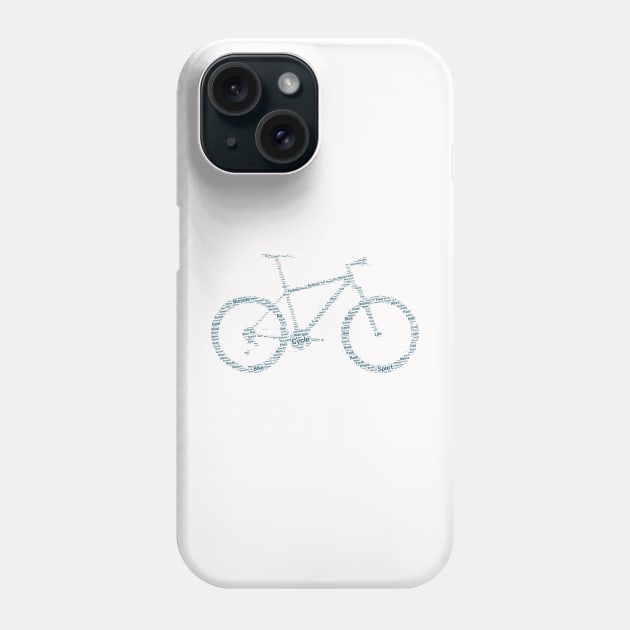 Bicycle Bike Riding Silhouette Shape Text Word Cloud Phone Case by Cubebox