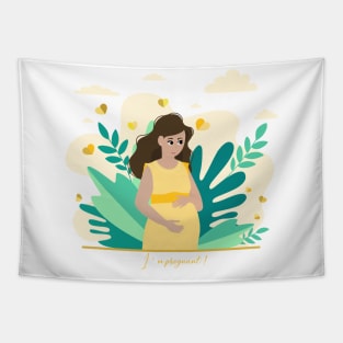 I'm pregnant! Pregnancy announcement illustration Tapestry