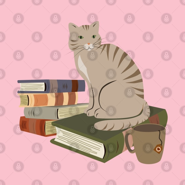 Cats, books, and tea by LittleAna