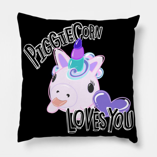 PiggieCorn Loves You! Pillow by ShadowCatCreationsCo