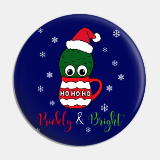 Prickly And Bright - Cactus With A Santa Hat In A Christmas Mug Pin