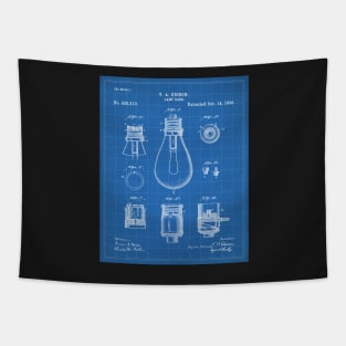 Edison Lamp Patent - New Homeowner Housewarming Decor Art - Blueprint Tapestry