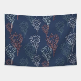 Flower pattern with tropical king proteas Tapestry