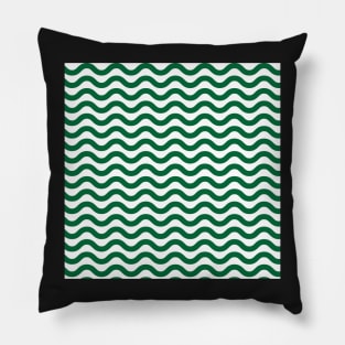 Dark Green Wavy Lines Pattern Pillow