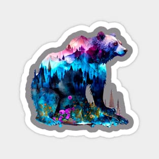 Watercolor Grizzly Magnet