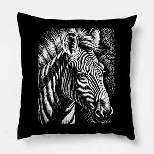 Cheerful zebra head of a zebra linear art Pillow