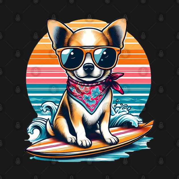 Funny Chihuahua with Sunglasses on a Surf Board by CreativeSparkzz