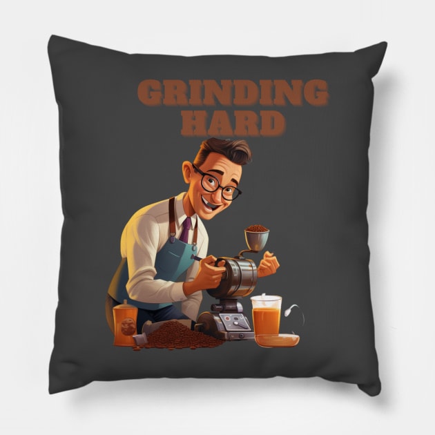 Coffee based design with a grinding reference to hard work Pillow by CPT T's