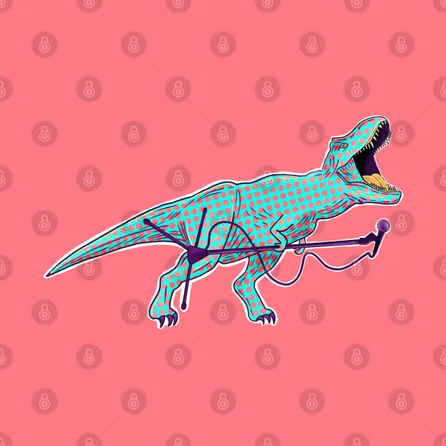 Retro dotted dinosaur with microphone by Meakm