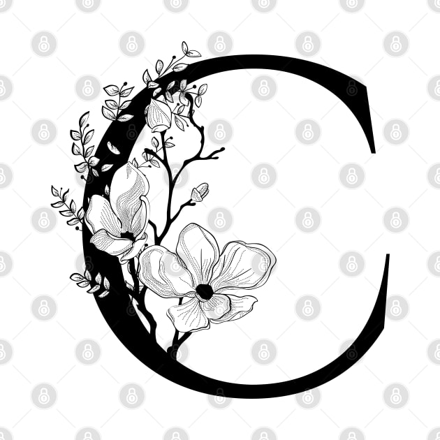 Letter C Monogram - Floral Initial by ZenNature