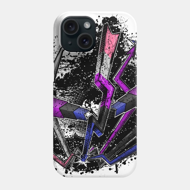 Grunge Graffiti Gender Fluid Lightning and Arrows Phone Case by LiveLoudGraphics