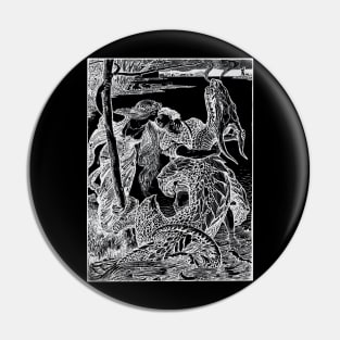 Pre-raphaelite kiss and dragon Pin