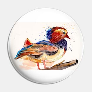 Mandarin Duck Watercolor Pin