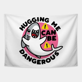 Hugging Dangerous Shark Lover Ocean Funny Predator Sea Life Tapestry